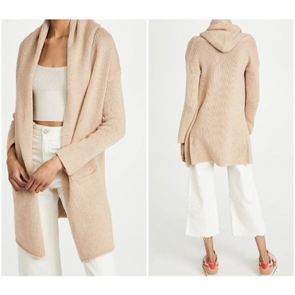 Sablyn Collette Cashmere Chunky Knit Cardigan Sweater Tan Size M